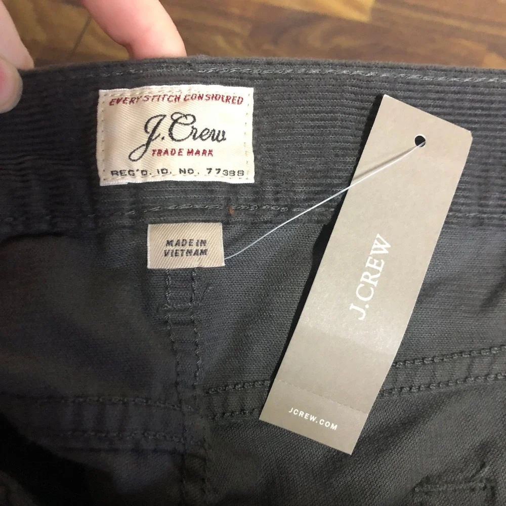 NEW J. Crew Mens 484 Slim-Fit‎ Pant in Corduroy Size W30 L30 Green Grey Office